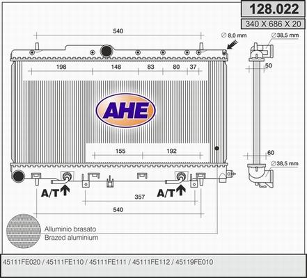 AHE 128.022 - Радіатор, охолодження двигуна autozip.com.ua