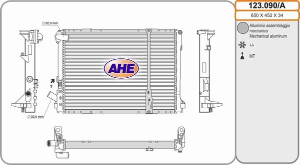 AHE 123.090/A - Радіатор, охолодження двигуна autozip.com.ua