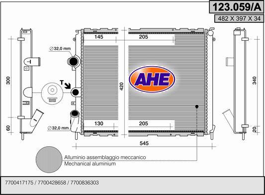 AHE 123.059/A - Радіатор, охолодження двигуна autozip.com.ua