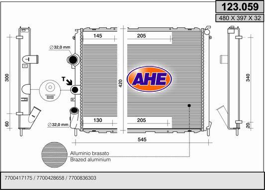 AHE 123.059 - Радіатор, охолодження двигуна autozip.com.ua