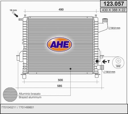AHE 123.057 - Радіатор, охолодження двигуна autozip.com.ua