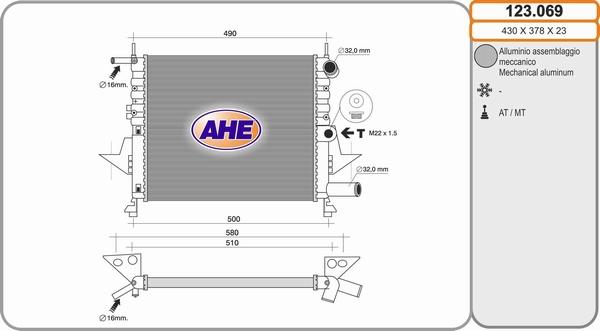 AHE 123.069 - Радіатор, охолодження двигуна autozip.com.ua