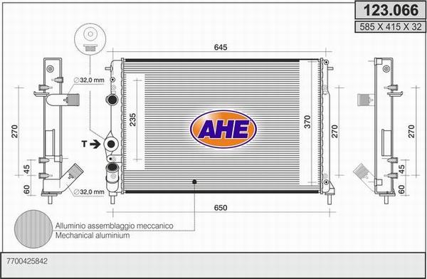 AHE 123.066 - Радіатор, охолодження двигуна autozip.com.ua