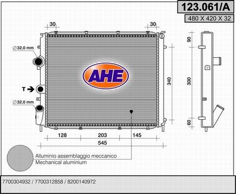 AHE 123.061/A - Радіатор, охолодження двигуна autozip.com.ua