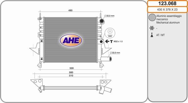 AHE 123.068 - Радіатор, охолодження двигуна autozip.com.ua
