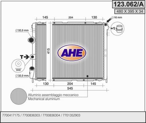 AHE 123.062/A - Радіатор, охолодження двигуна autozip.com.ua