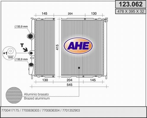 AHE 123.062 - Радіатор, охолодження двигуна autozip.com.ua