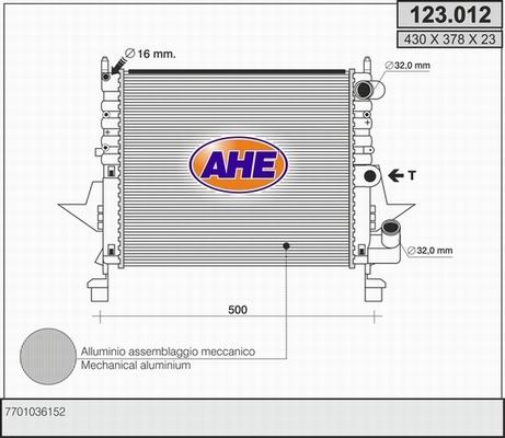 AHE 123.012 - Радіатор, охолодження двигуна autozip.com.ua