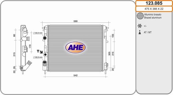 AHE 123.085 - Радіатор, охолодження двигуна autozip.com.ua