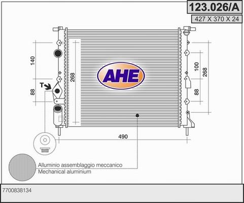 AHE 123.026/A - Радіатор, охолодження двигуна autozip.com.ua