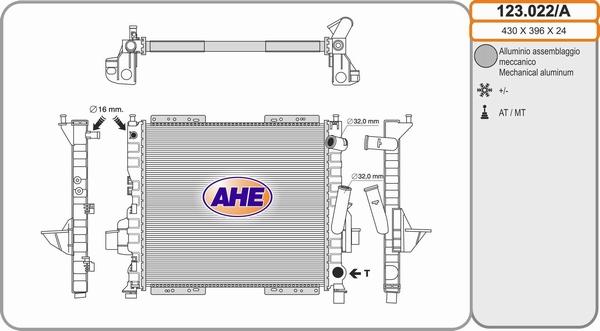 AHE 123.022/A - Радіатор, охолодження двигуна autozip.com.ua