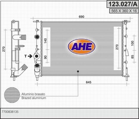 AHE 123.027/A - Радіатор, охолодження двигуна autozip.com.ua