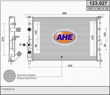 AHE 123.027 - Радіатор, охолодження двигуна autozip.com.ua