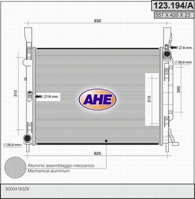 AHE 123.194/A - Радіатор, охолодження двигуна autozip.com.ua