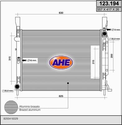 AHE 123.194 - Радіатор, охолодження двигуна autozip.com.ua