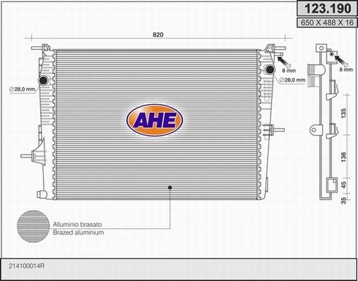 AHE 123.190 - Радіатор, охолодження двигуна autozip.com.ua