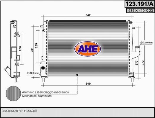 AHE 123.191/A - Радіатор, охолодження двигуна autozip.com.ua