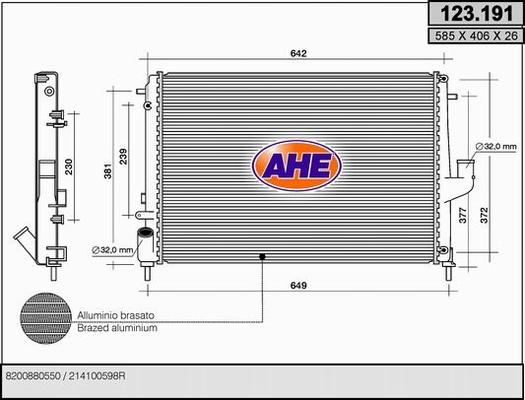AHE 123.191 - Радіатор, охолодження двигуна autozip.com.ua