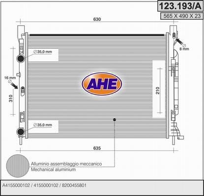 AHE 123.193/A - Радіатор, охолодження двигуна autozip.com.ua