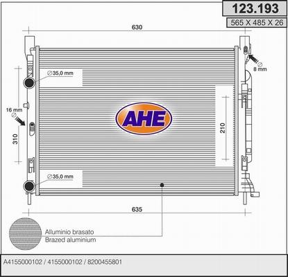 AHE 123.193 - Радіатор, охолодження двигуна autozip.com.ua