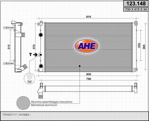 AHE 123.148 - Радіатор, охолодження двигуна autozip.com.ua