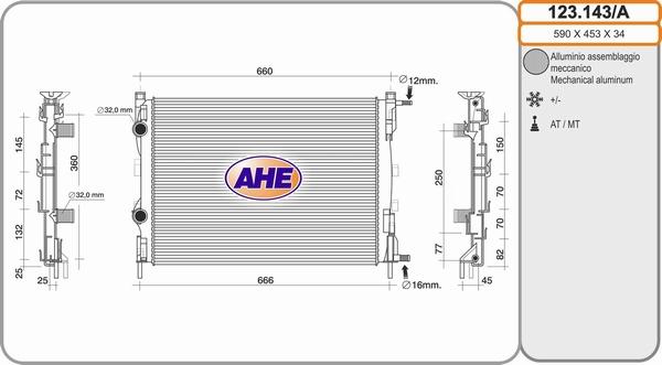 AHE 123.143/A - Радіатор, охолодження двигуна autozip.com.ua