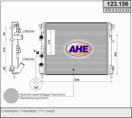 AHE 123.156 - Радіатор, охолодження двигуна autozip.com.ua