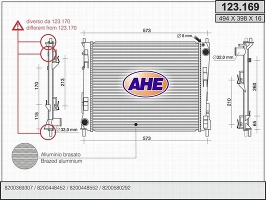 AHE 123.169 - Радіатор, охолодження двигуна autozip.com.ua