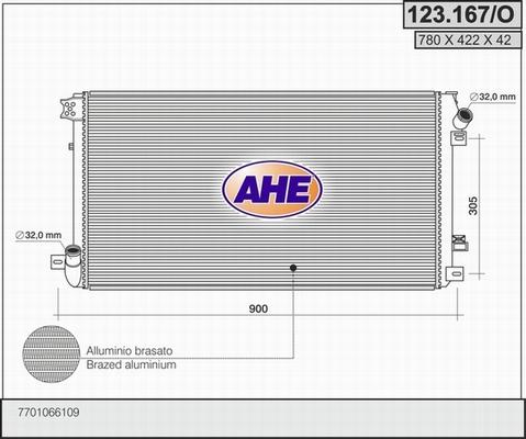 AHE 123.167/O - Радіатор, охолодження двигуна autozip.com.ua