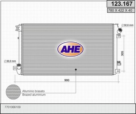 AHE 123.167 - Радіатор, охолодження двигуна autozip.com.ua