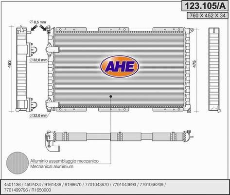 AHE 123.105/A - Радіатор, охолодження двигуна autozip.com.ua
