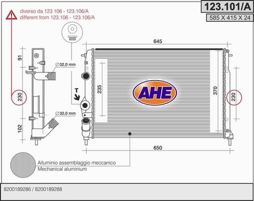 AHE 123.101/A - Радіатор, охолодження двигуна autozip.com.ua