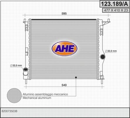 AHE 123.189/A - Радіатор, охолодження двигуна autozip.com.ua