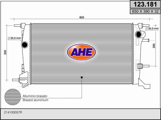 AHE 123.181 - Радіатор, охолодження двигуна autozip.com.ua