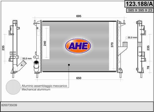 AHE 123.188/A - Радіатор, охолодження двигуна autozip.com.ua