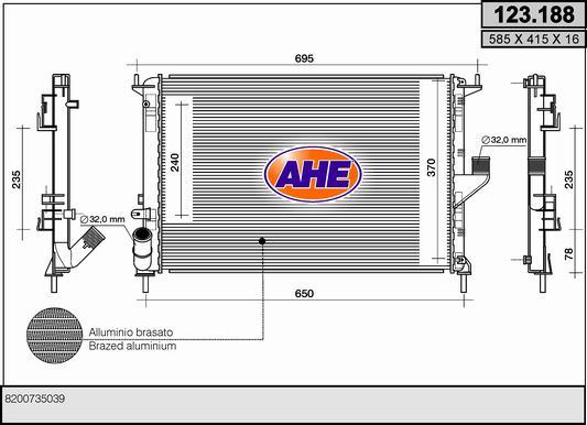 AHE 123.188 - Радіатор, охолодження двигуна autozip.com.ua