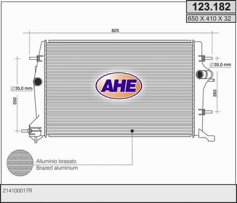 AHE 123.182 - Радіатор, охолодження двигуна autozip.com.ua