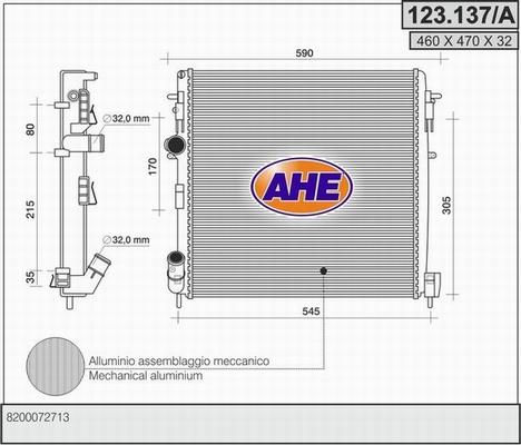 AHE 123.137/A - Радіатор, охолодження двигуна autozip.com.ua