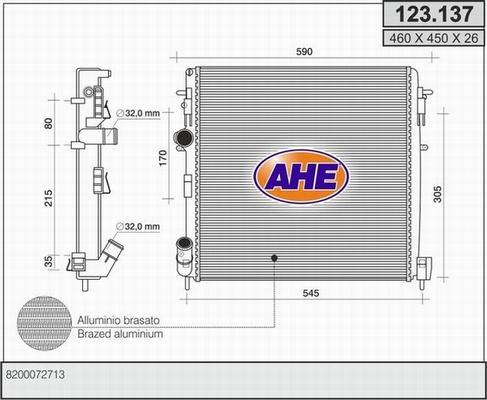 AHE 123.137 - Радіатор, охолодження двигуна autozip.com.ua