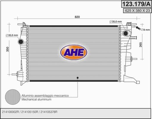 AHE 123.179/A - Радіатор, охолодження двигуна autozip.com.ua