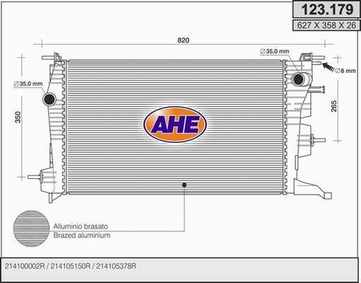 AHE 123.179 - Радіатор, охолодження двигуна autozip.com.ua