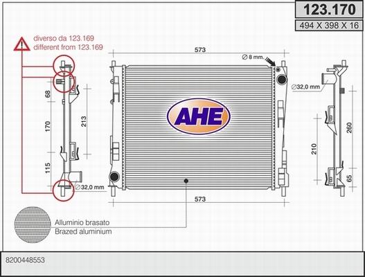 AHE 123.170 - Радіатор, охолодження двигуна autozip.com.ua