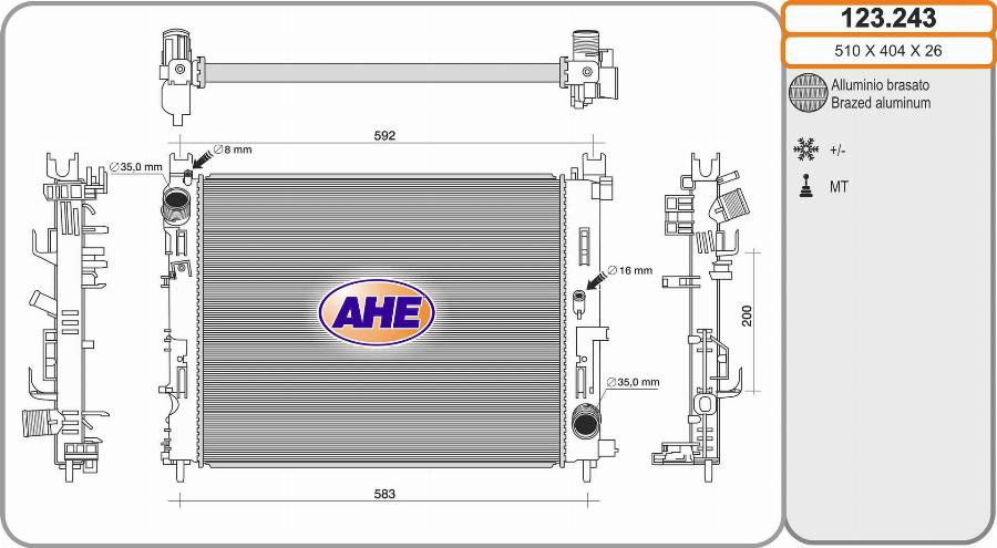 AHE 123.243 - Радіатор, охолодження двигуна autozip.com.ua