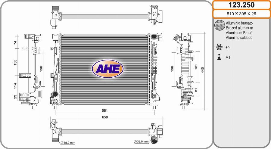 AHE 123.250 - Радіатор, охолодження двигуна autozip.com.ua