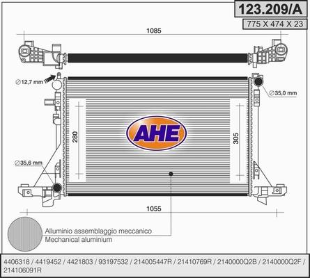 AHE 123.209/A - Радіатор, охолодження двигуна autozip.com.ua