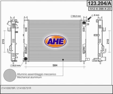 AHE 123.204/A - Радіатор, охолодження двигуна autozip.com.ua