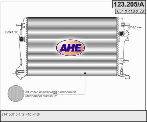 AHE 123.205/A - Радіатор, охолодження двигуна autozip.com.ua