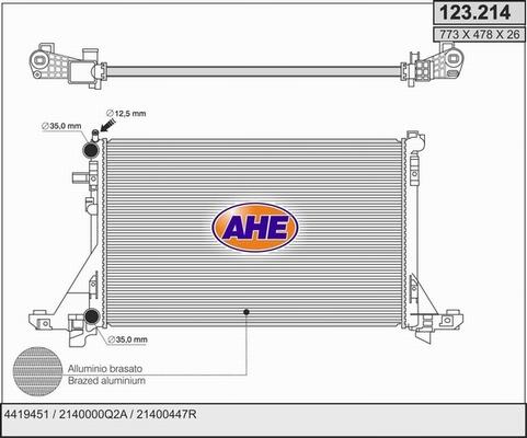 AHE 123.214 - Радіатор, охолодження двигуна autozip.com.ua