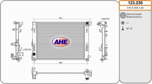 AHE 123.236 - Радіатор, охолодження двигуна autozip.com.ua