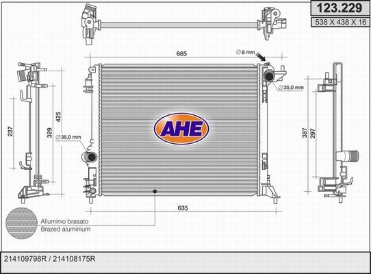 AHE 123.229 - Радіатор, охолодження двигуна autozip.com.ua